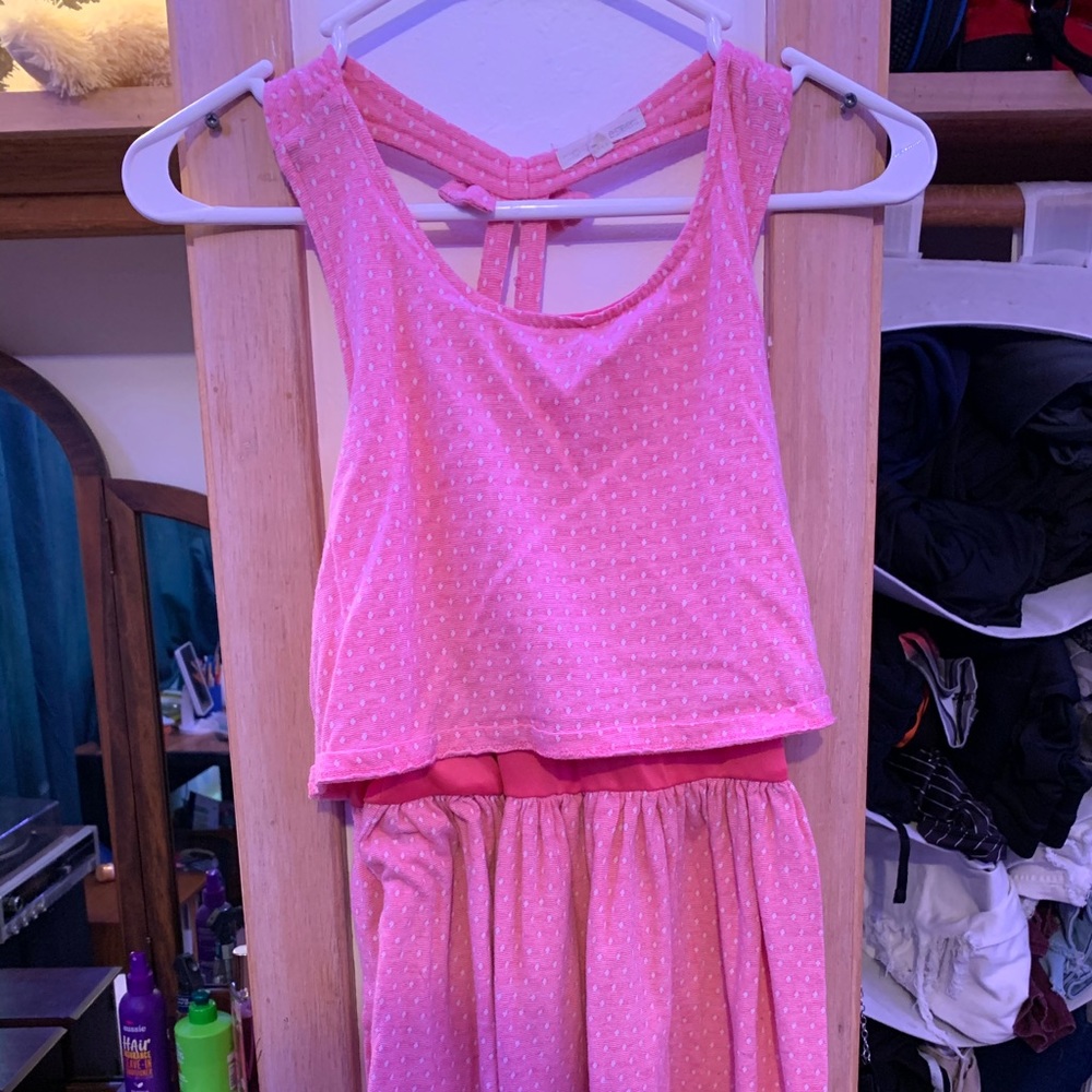 pink polka dot dress